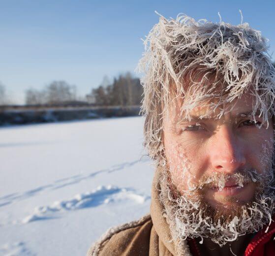 Man trying to survive Hypothermia