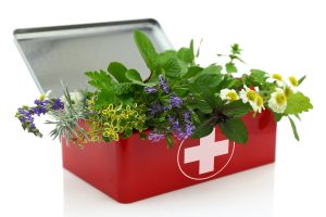 Fresh herbs in first aid kit