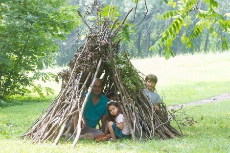 turn backyard camping trip into a survival course for the kids